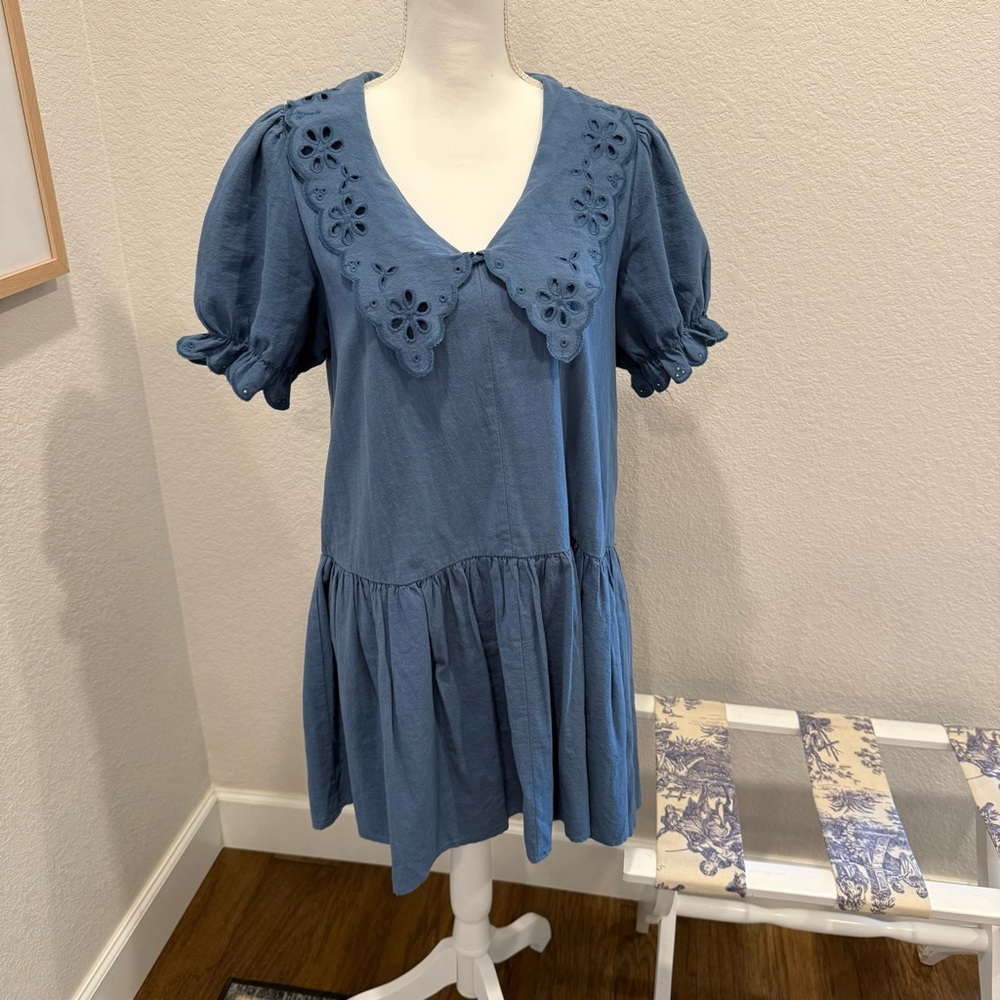 Pomander Place Blue Eyelet Dress